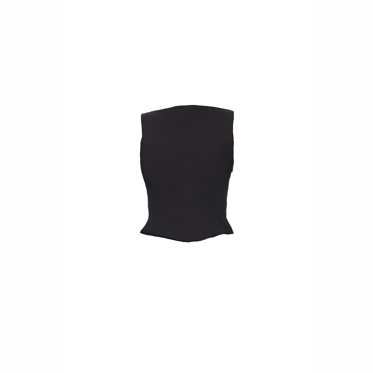 Sleek strapless corset-style black top with a curved bodice by Amanda Uprichard