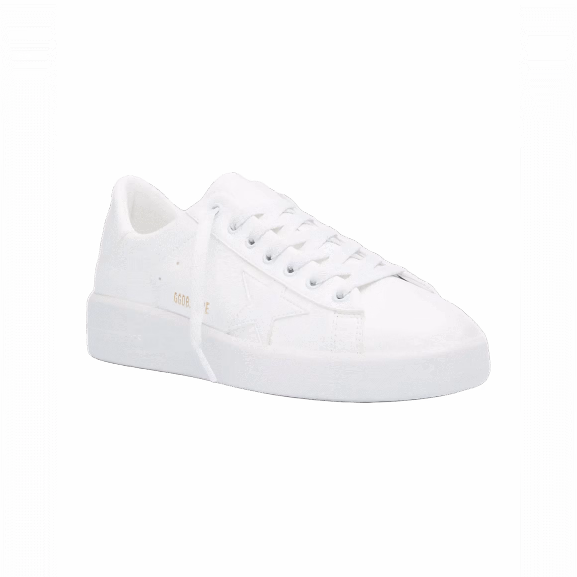 White vegan leather low-top sneaker with signature star and minimal branding