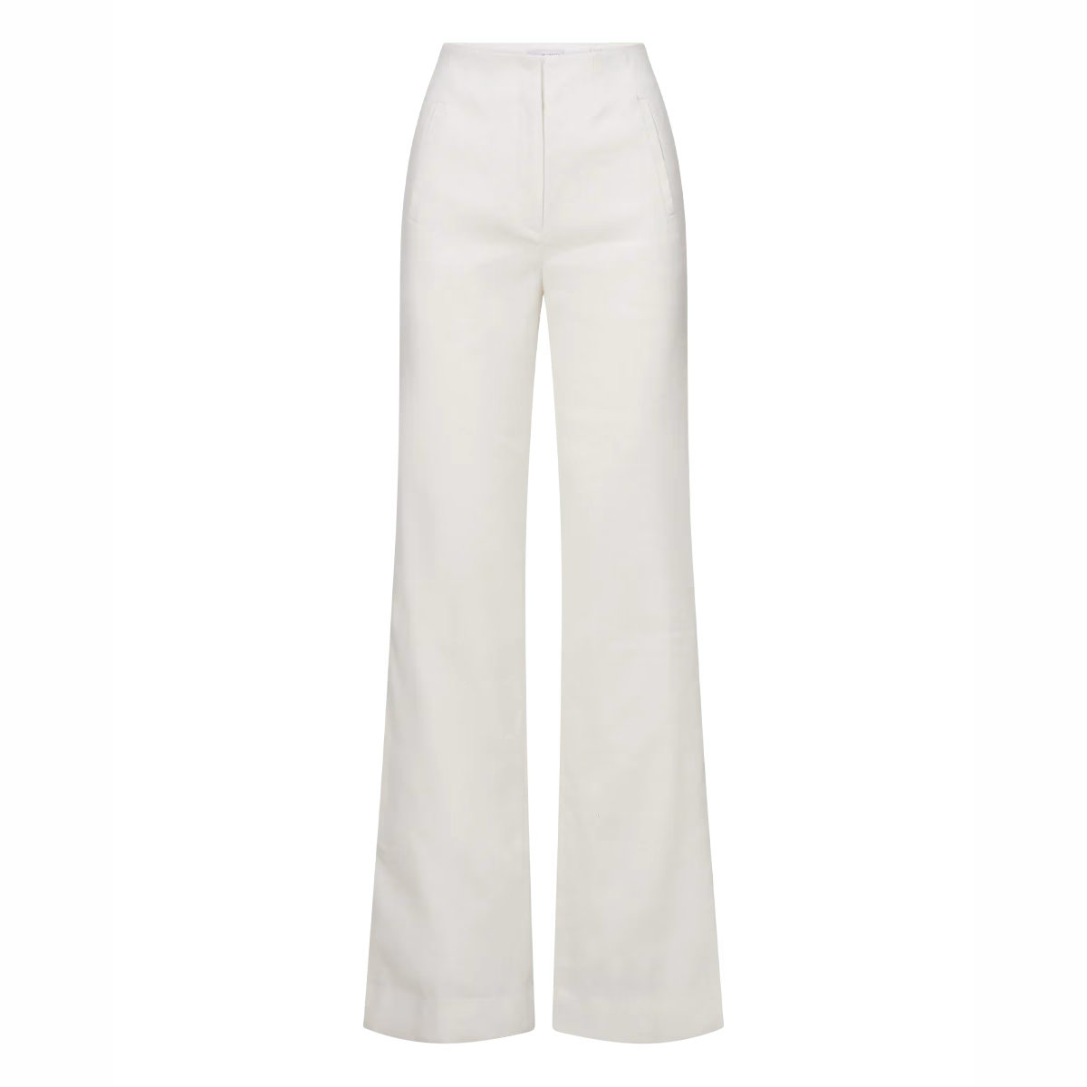 Wide-leg off-white linen trousers with pleats and structured waistband